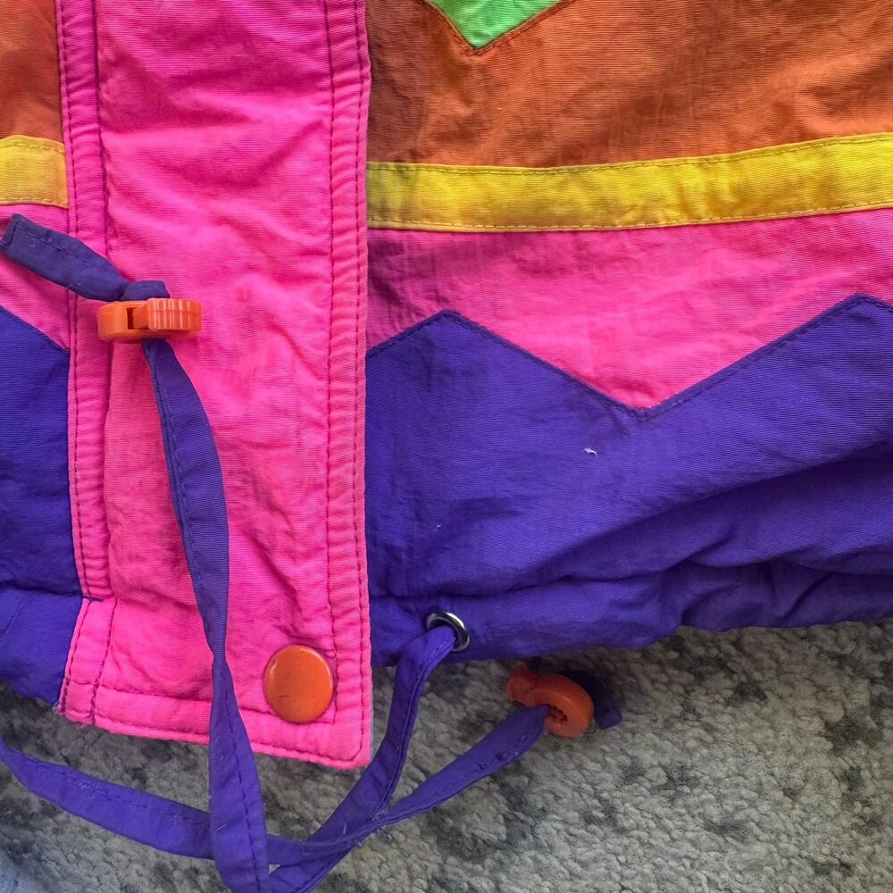 Vtg 1980s 1990s Rothschild Colorblock Hooded Winter Coat Youth Size Medium - Picture 8 of 12